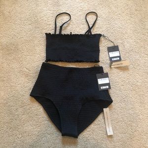 Reformation Smocked Black Bikini small/medium